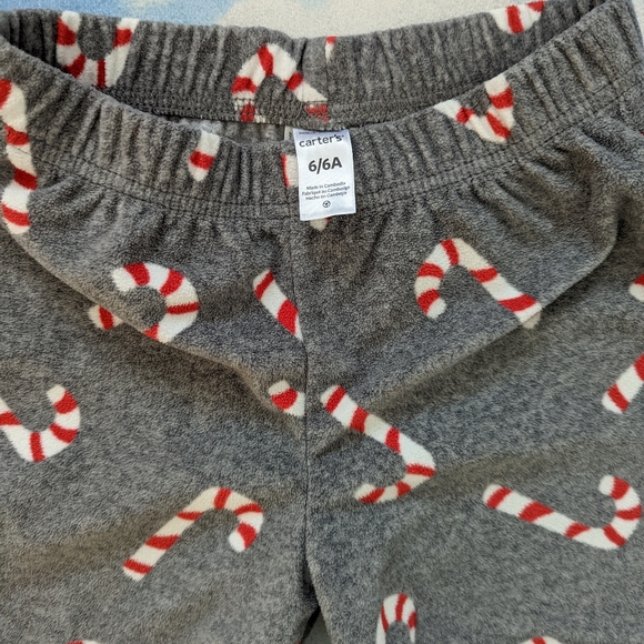 Carter's fleece pj pants holiday theme candycane - Picture 3 of 3